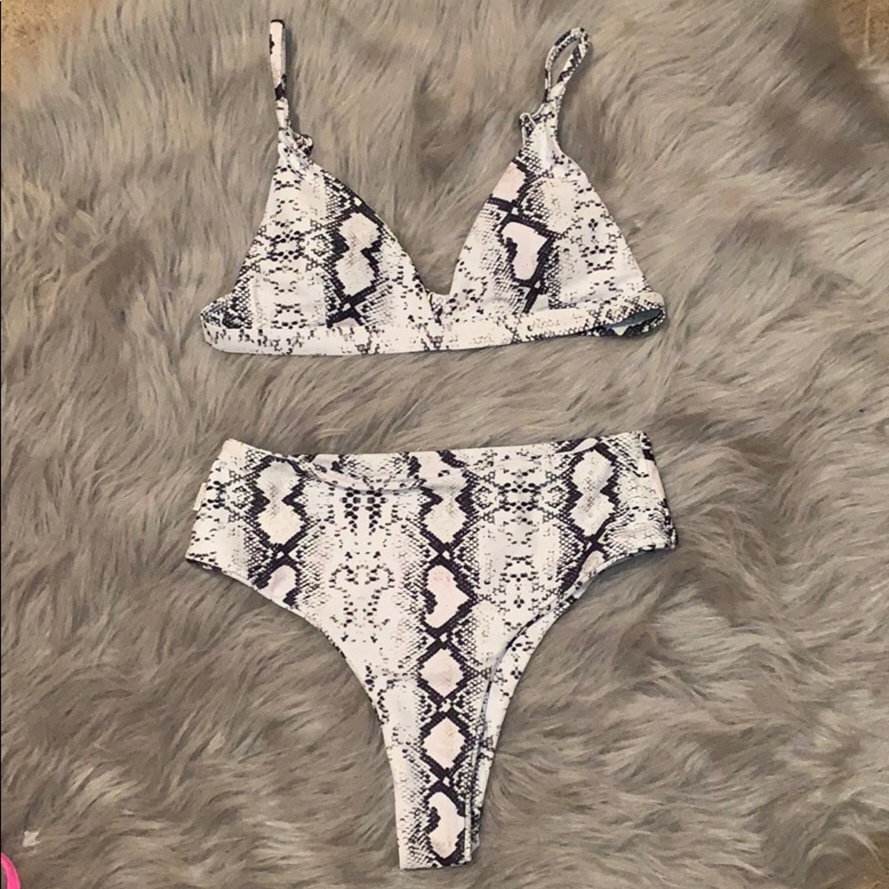 Snake skin two piece high-waisted